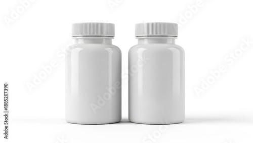Two empty white bottles
