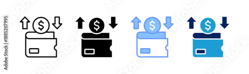 money flow icon set multiple style collection