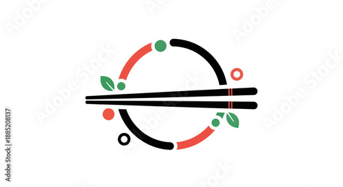 Abstract culinary iconography with chopsticks