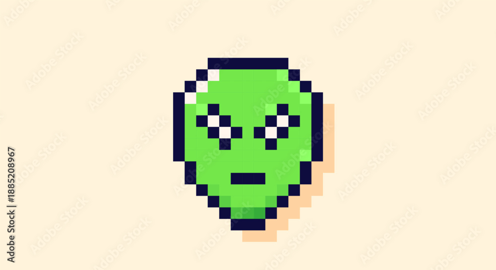 Fototapeta premium Pixel art image of a green alien.