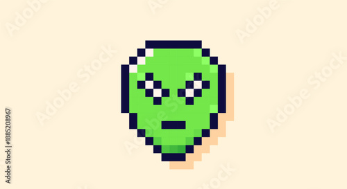 Pixel art image of a green alien.