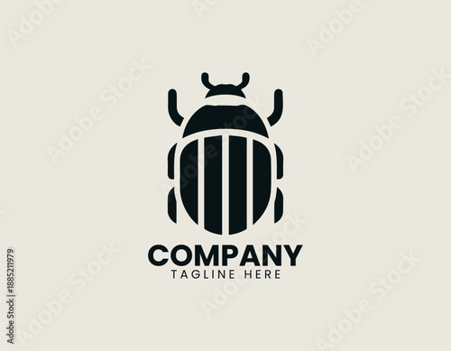 Beetle Stinging Bug Black Vector Logo Illustration