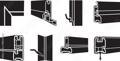 Detailed Technical Drawings of Various Window Frame Profiles
