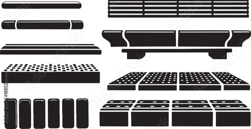 Various computer keyboard and keycap designs illustrated in black