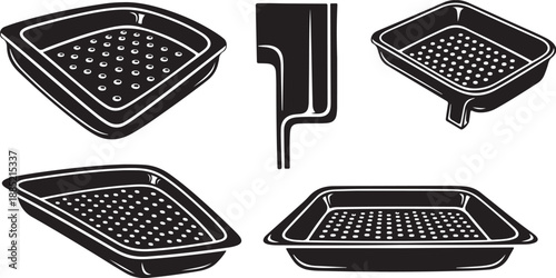 Black and white cheese grater illustrations in various angles