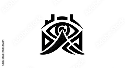 Abstract eye and house symbol on white