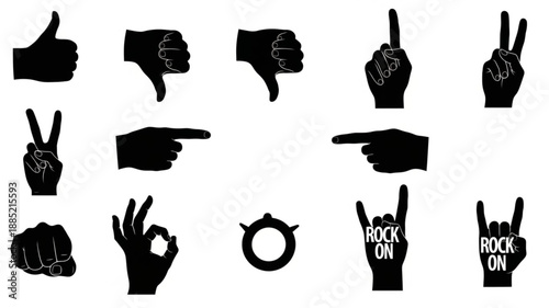 Collection of Hand Gestures Silhouettes.