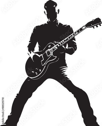 Rock Guitarist Silhouette Vector Illustration Isolated on White Background