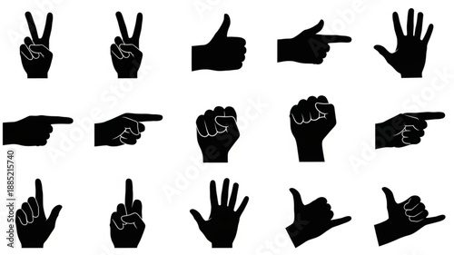 Collection of Hand Gestures Silhouettes.