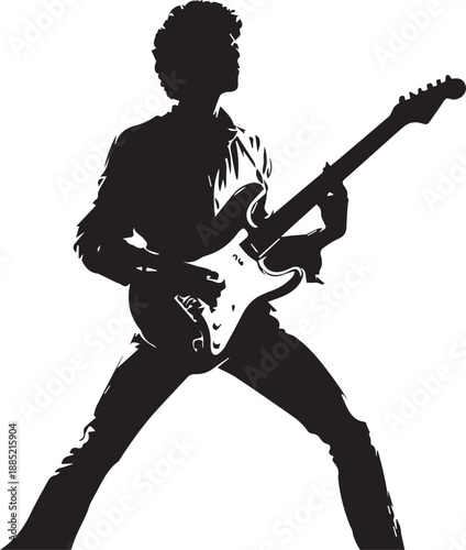 Rock Guitarist Silhouette Vector Illustration Isolated on White Background
