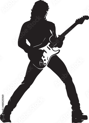 Rock Guitarist Silhouette Vector Illustration Isolated on White Background