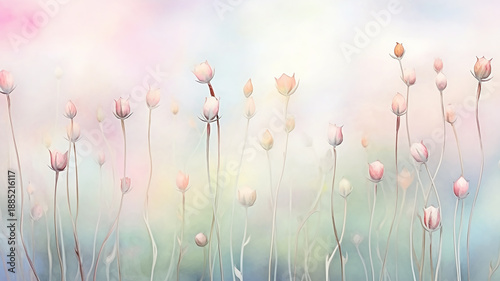 watercolor delicate pink background of spring flowers, soft color illustration