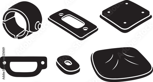 Black and white set of various metal plate designs