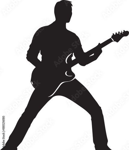 Rock Guitarist Silhouette Vector Illustration Isolated on White Background