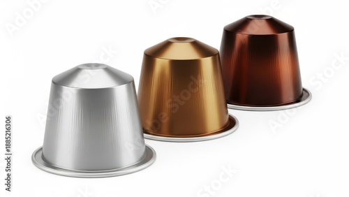 Three nespresso pods in different colors