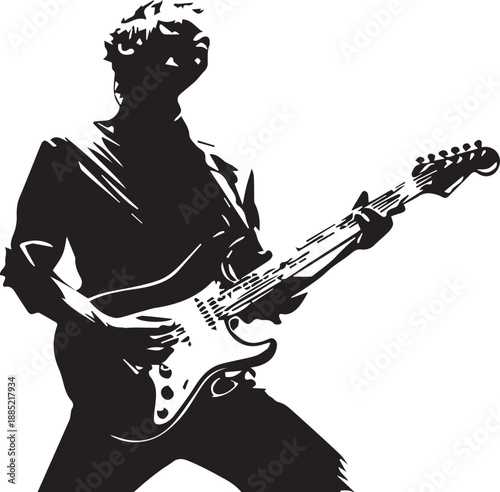 Rock Guitarist Silhouette Vector Illustration Isolated on White Background