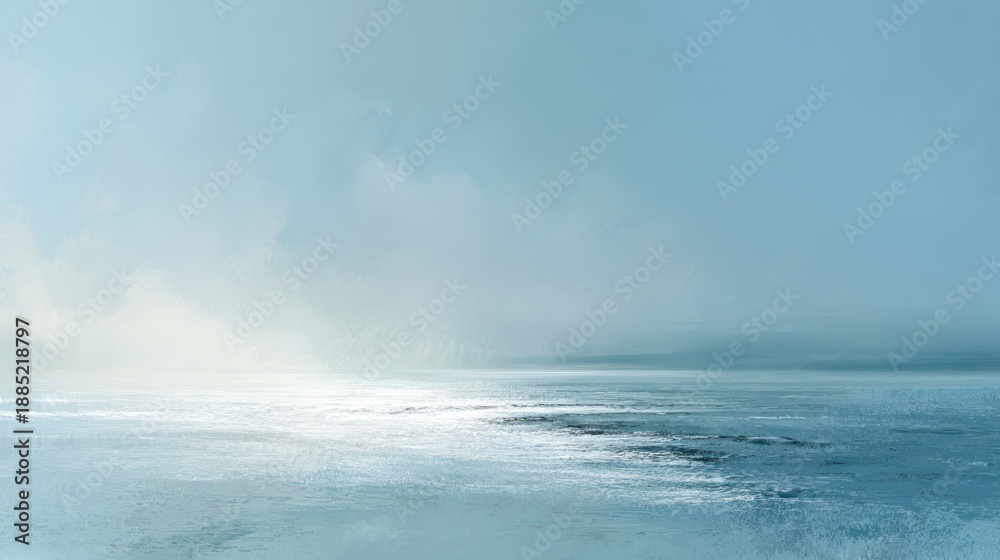 Obraz premium Hi-key Abstract Seascape: Soft Pastel Ocean and Sky with Ethereal Light