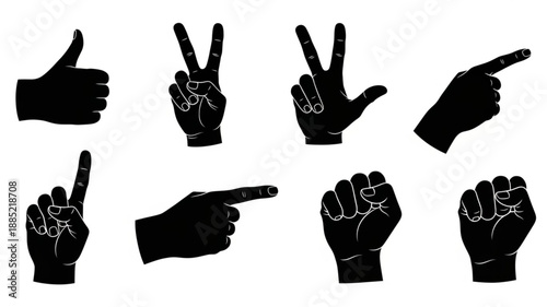 Collection of Hand Gestures Silhouettes.