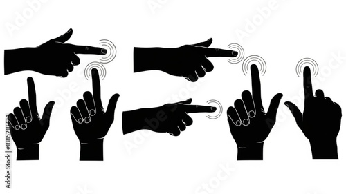 Collection of Hand Gestures Touching Digital Interface Elements.