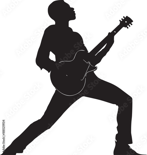 Rock Guitarist Silhouette Vector Illustration Isolated on White Background