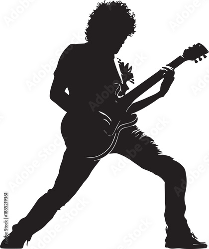 Rock Guitarist Silhouette Vector Illustration Isolated on White Background