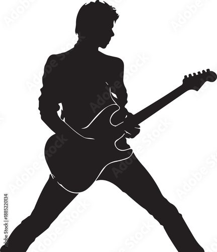Rock Guitarist Silhouette Vector Illustration Isolated on White Background