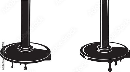 Black and white illustration of melting pole bases design