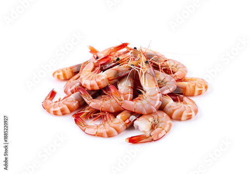 Photos Fresh raw shrimps isolated on white background.