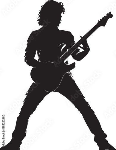 Rock Guitarist Silhouette Vector Illustration Isolated on White Background