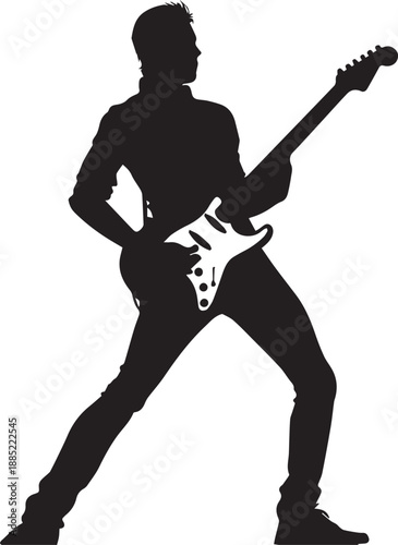 Rock Guitarist Silhouette Vector Illustration Isolated on White Background
