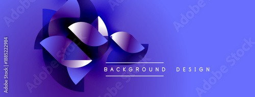 Abstract floral design. Purple gradients create dynamic petal shapes. Modern background suitable for digital projects.