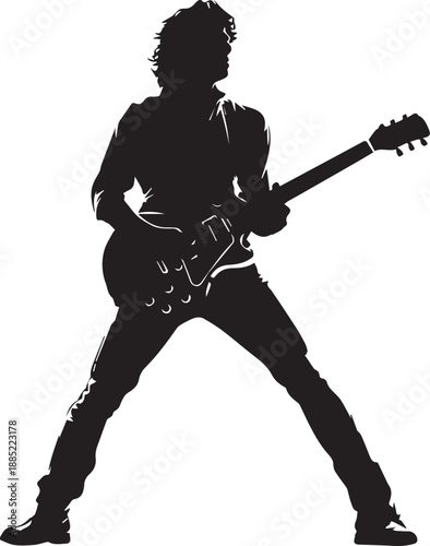 Rock Guitarist Silhouette Vector Illustration Isolated on White Background