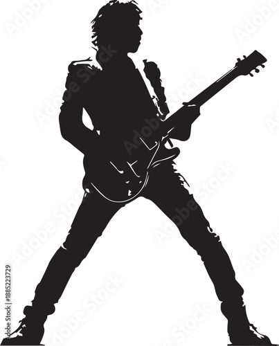 Rock Guitarist Silhouette Vector Illustration Isolated on White Background