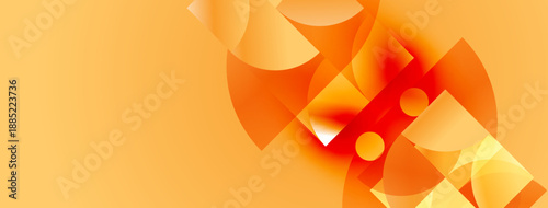 Abstract orange design. Shapes overlap, creating dynamic visual effect. Warm tones dominate composition. Smooth gradients present.