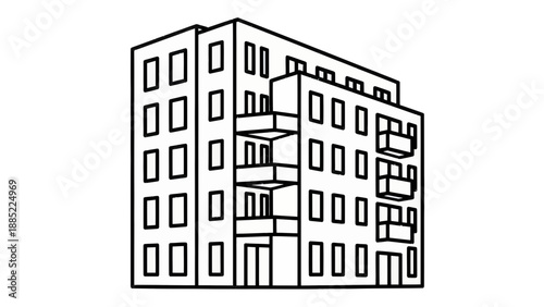 Modern Apartment Building with Balconies and Windows
