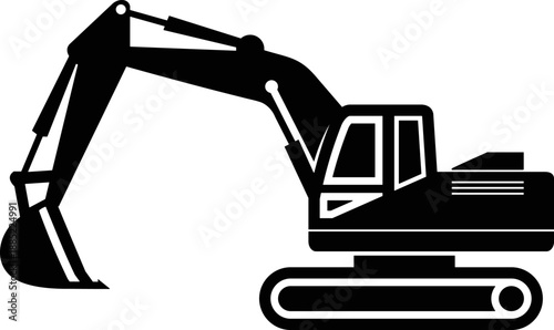 Excavator Icon Silhouette. Transparent background