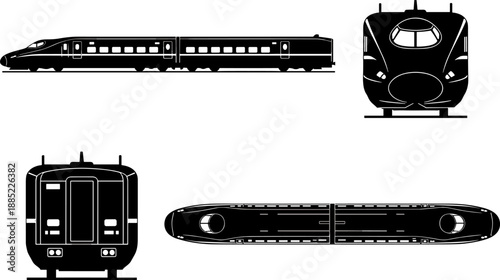 Vintage black vector illustration of a classic train locomotive isolated on a white background