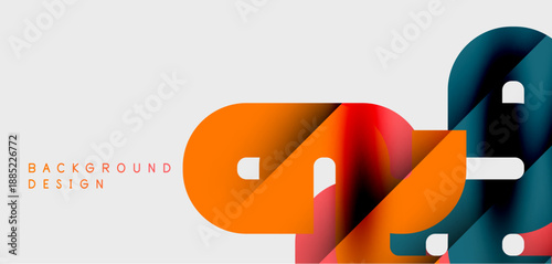 Abstract colorful shapes overlap, creating dynamic background. Gradient hues blend, offering modern visual appeal. Simple design elements present.