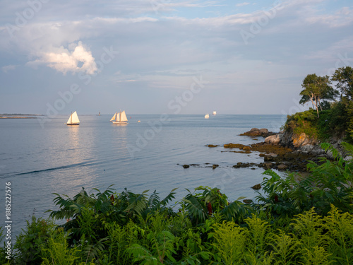 Canvas Print Sailboats Cruising in Casco Bay, Maine