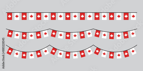 Seamless Canada Flag Party Bunting Border Background – Flat Design Illustration