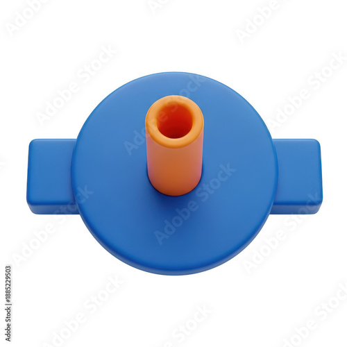 Blue circular object with orange hole isolated on transparent background