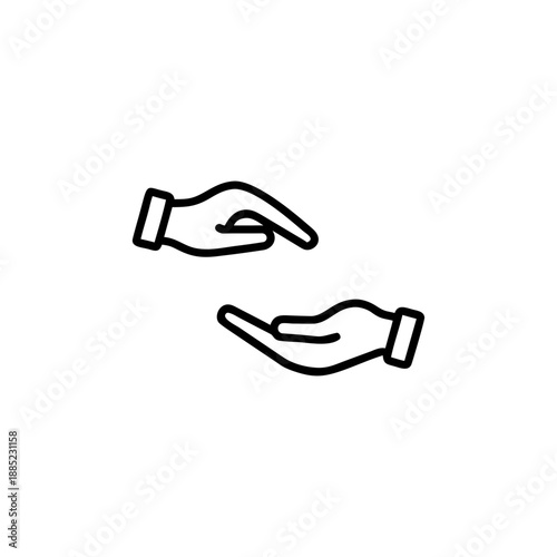 Outline pictogram of a hand giving on one side and receiving Vector illustration