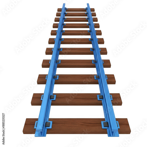 3d model of railway track isolated on transparent background
