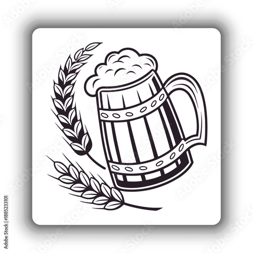 Single Beer Mug Icon with Foam – Pub and Brewery Vector.