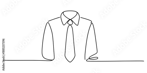 Continuous line drawing of a dress shirt with a necktie symbolizing business and professionalism