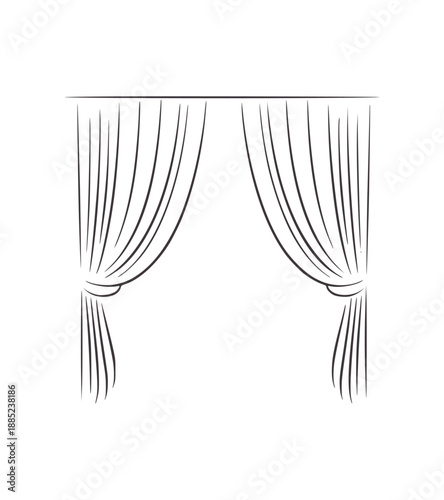 Minimalist of parted dark grey stage curtains theatre