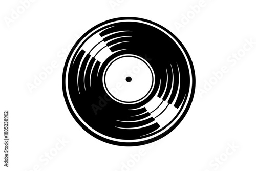 Vinyl record with center label and exaggerated groove pattern