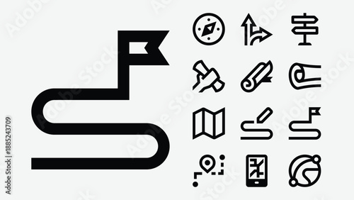 Maps and navigation icons set