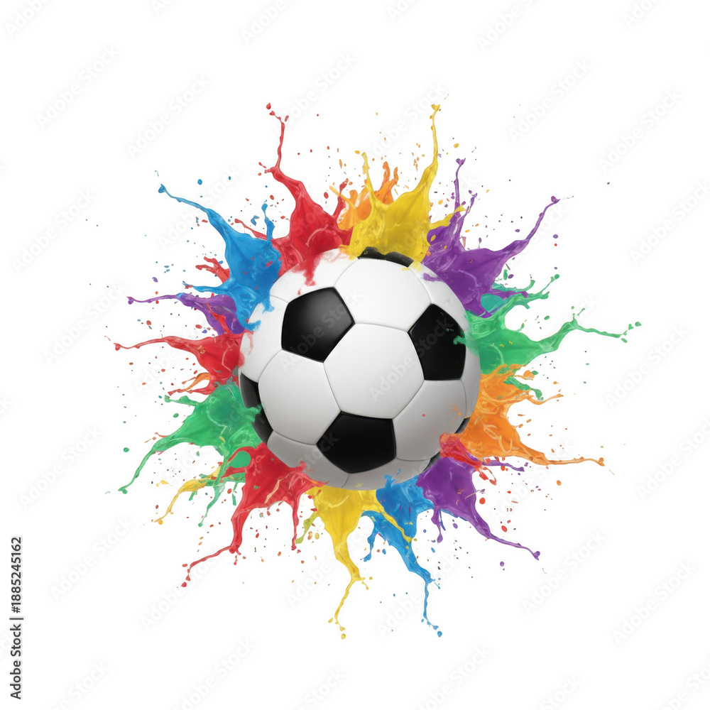 Fototapeta premium Colorful soccer ball isolated on transparent background