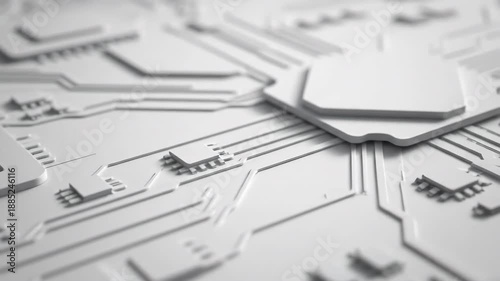 Wallpaper Mural Abstract white circuit board with microchips and geometric patterns a detailed technology concept. Torontodigital.ca